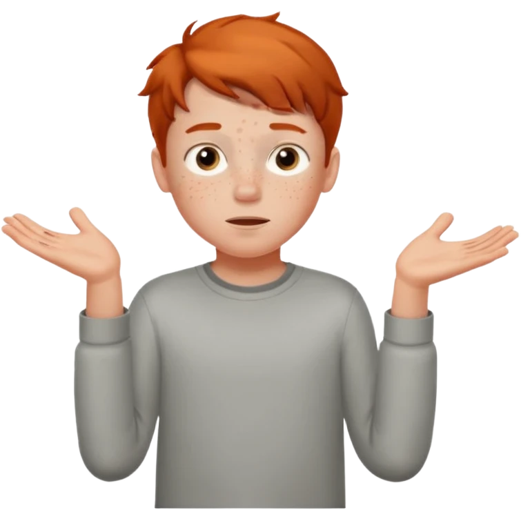 A boy shrugging with 6 over one hand and 7 over the other emoji