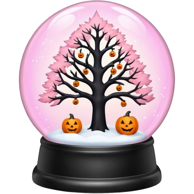pastel pink orange halloween  tree snow globe emoji
