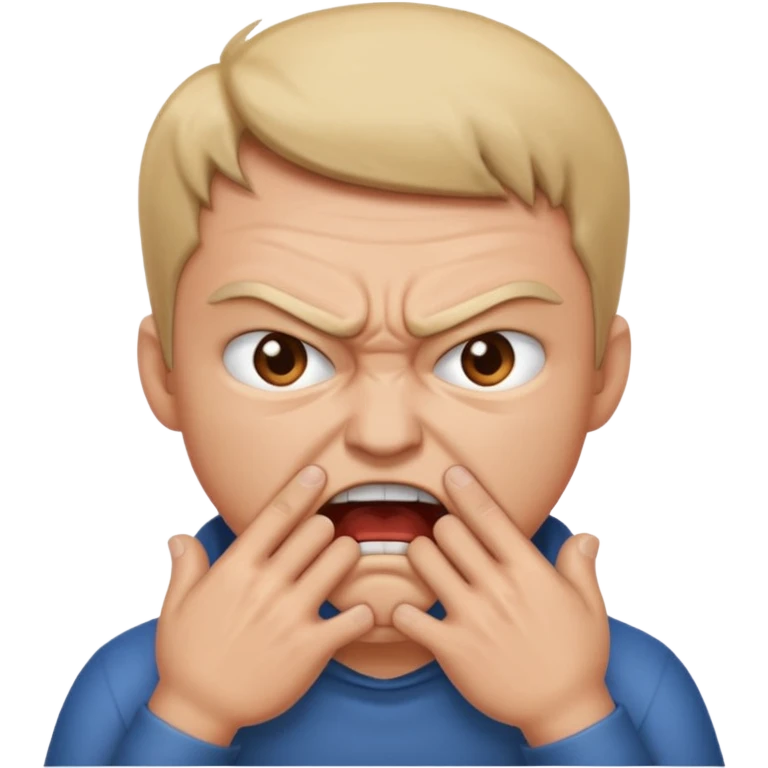 Grabbing throat with hands and looking angry  emoji