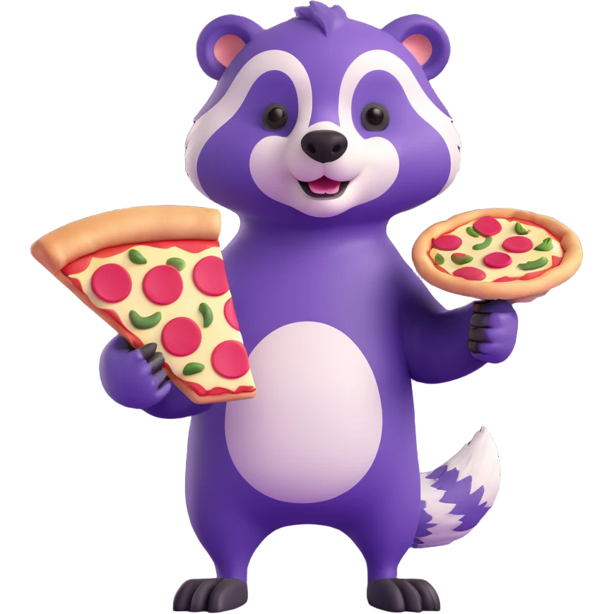 Purple Badger with pizza  emoji