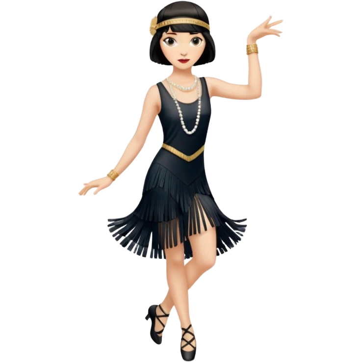 1920s woman, Charleston dancer, fringe dress, confident expression emoji