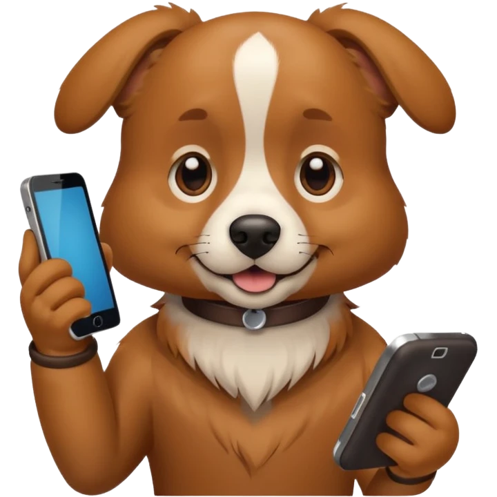 Pies z telefonem emoji