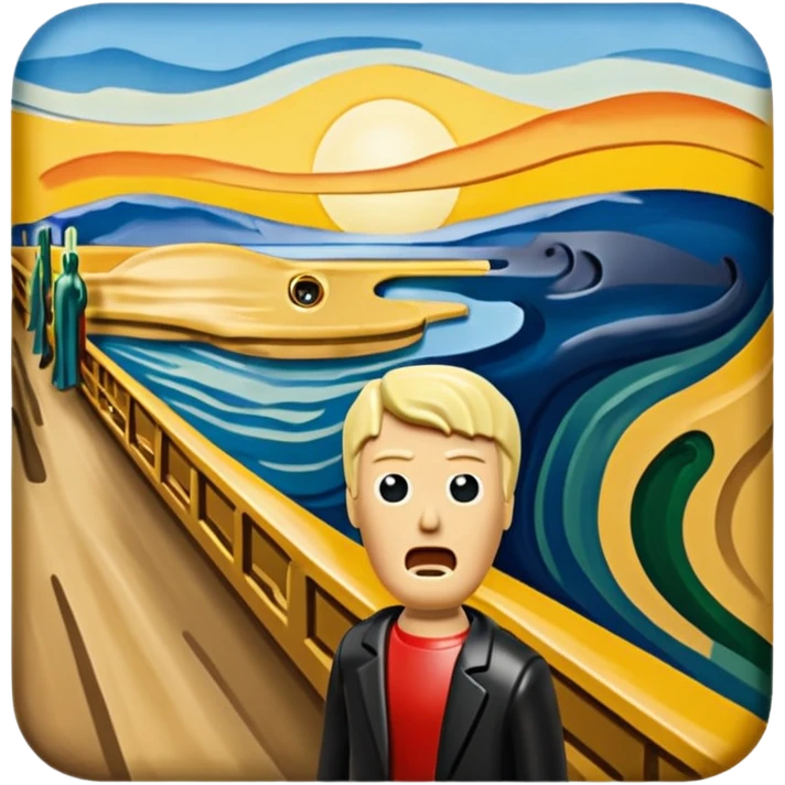 Edvard munch the scream landscape but a minifig emoji