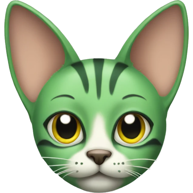 a green cat with huge ears emoji