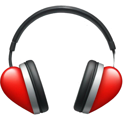 Headphone with red heart  emoji