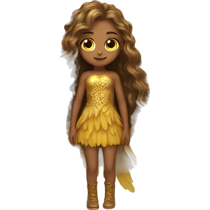 big wings, sunflower, Beautiful, fairy, gold, brown, long hair emoji