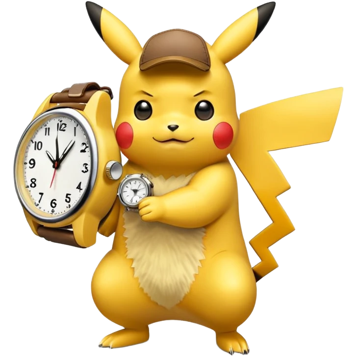 Pikachu tapping his watch emoji