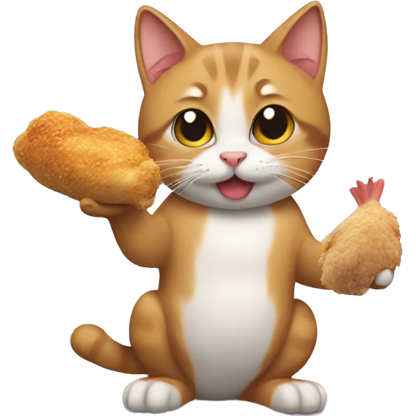 cat loves chicken emoji