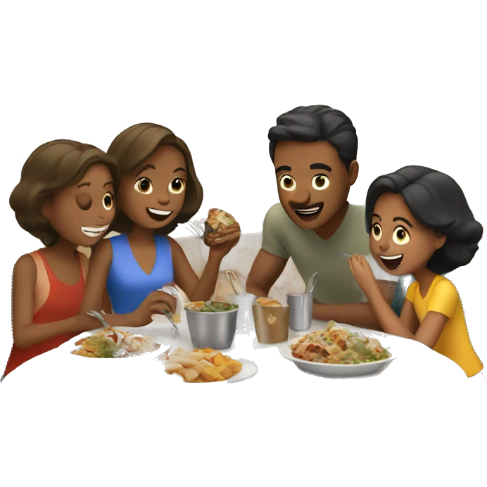 Family eating at restaurant  emoji
