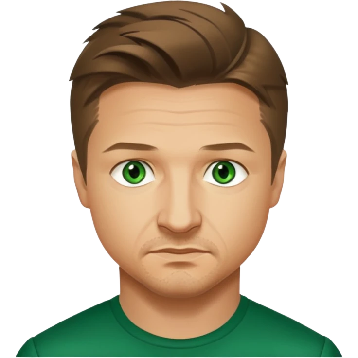 Jeremy Renner with green eyes emoji