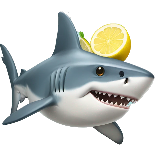 Shark with lemon on head emoji