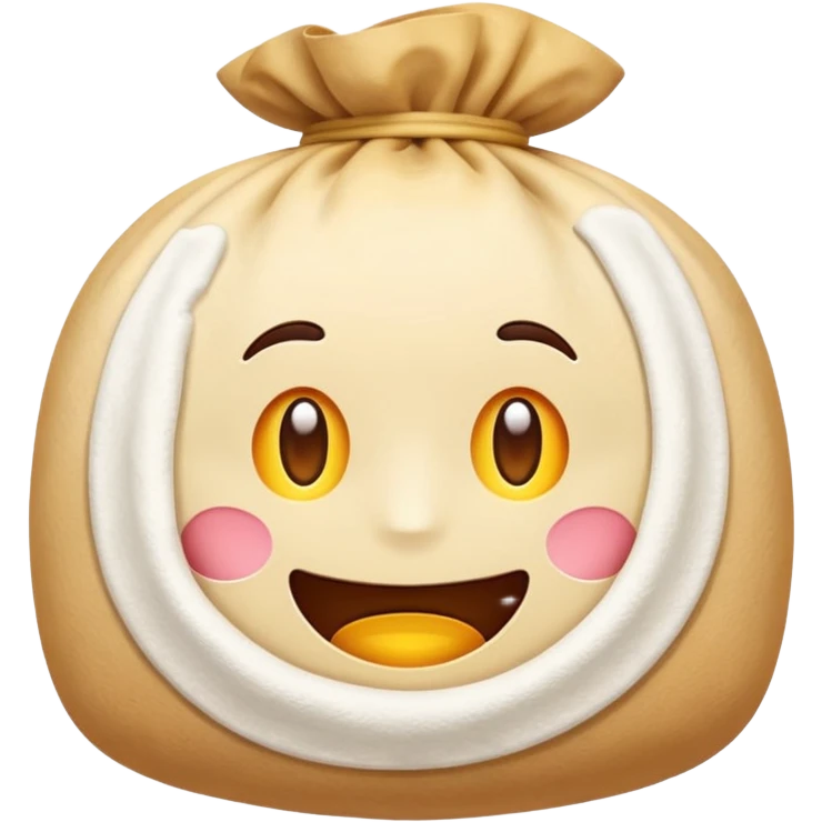 simple flour sack, soft and rounded, classic emoji style emoji
