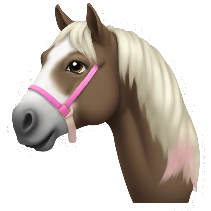 Horse with white blaze and pink muzzle emoji