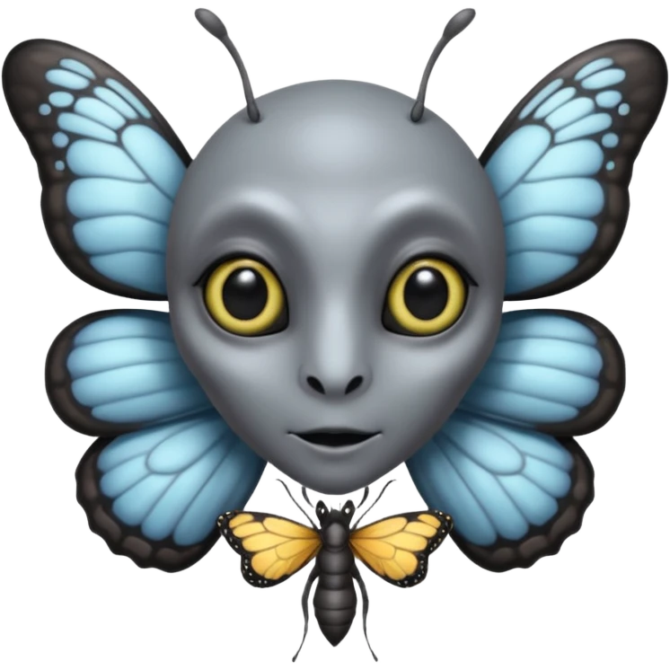 an standard grey alien with seperate a butterfly on shoulder emoji