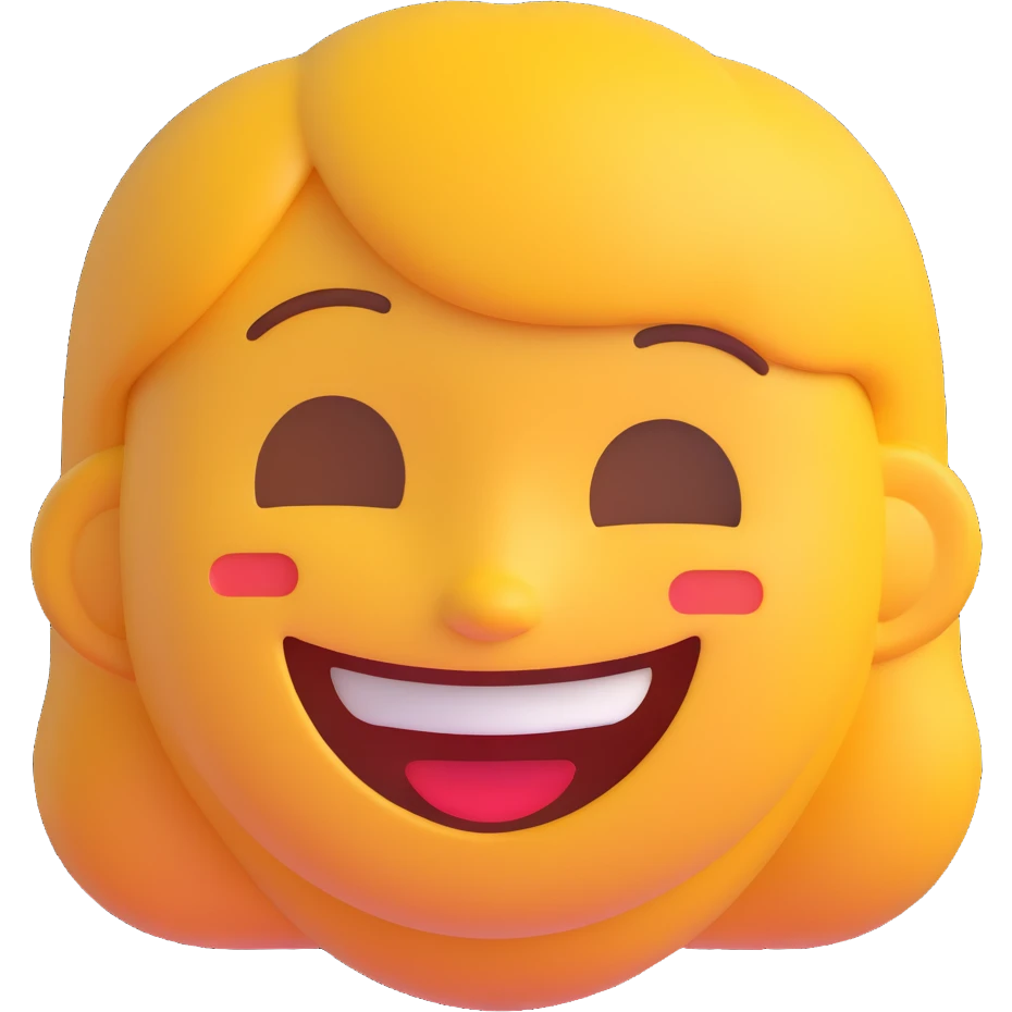 3D emoji of a smiling lady with neutral background emoji