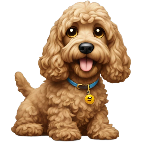 Cockapoo dog with a smoke emoji
