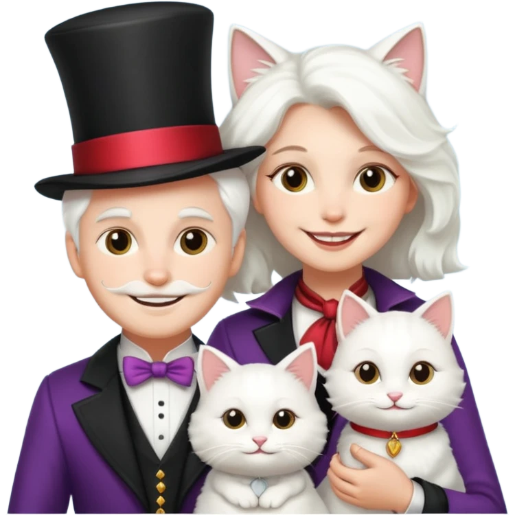 magician couple and their pet cat emoji