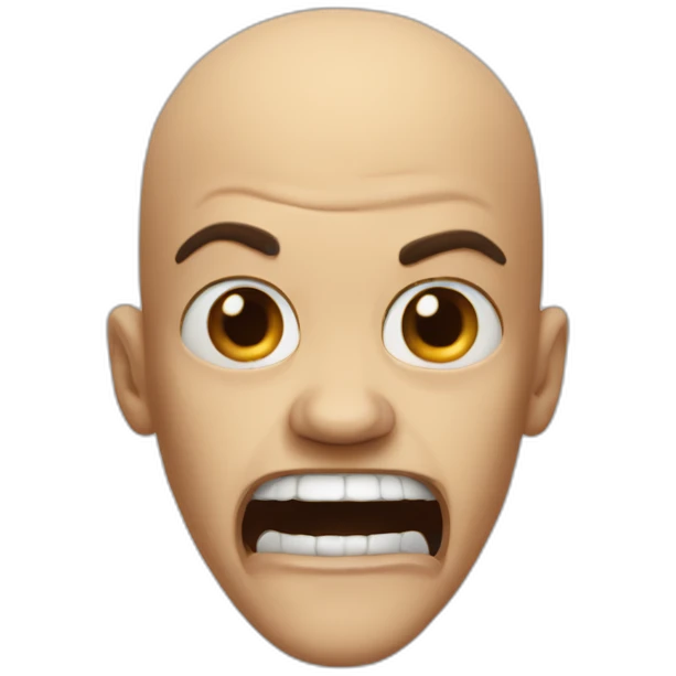 scream mad bald emoji