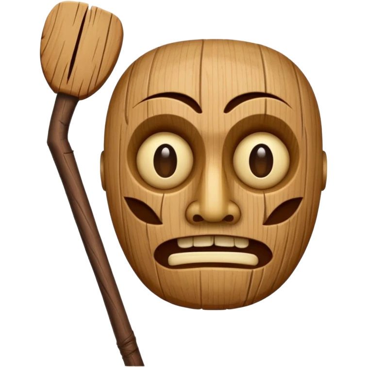 uma madeira com cara esquisita com um bastão  emoji