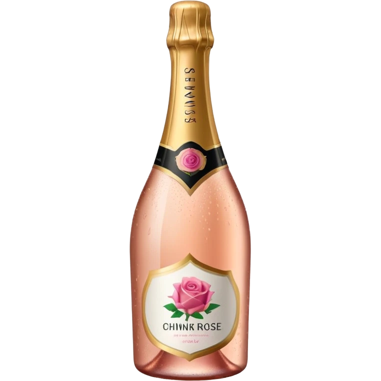 bottle of sparkling rose champagne tilted up and to the right, no glass emoji