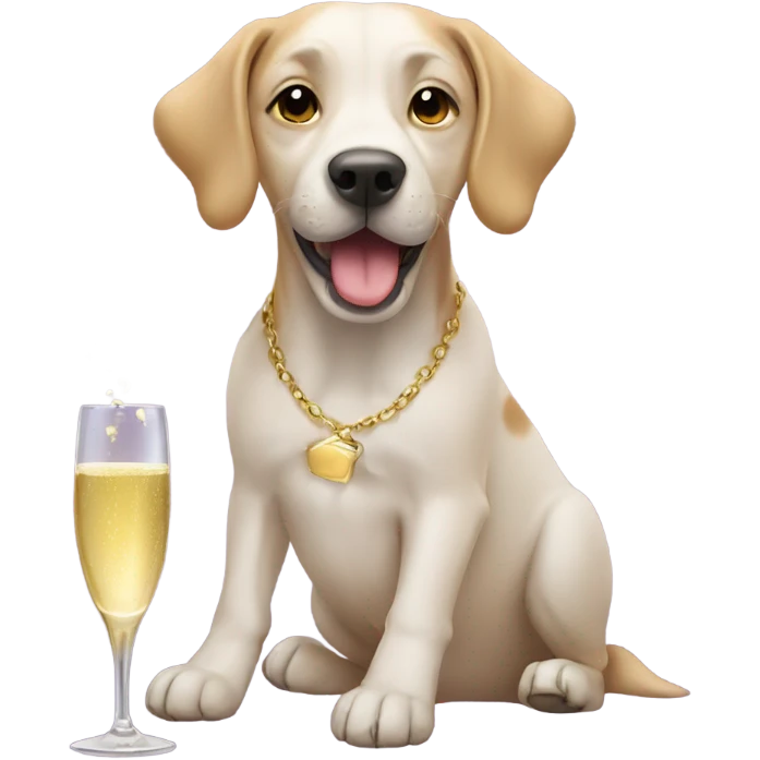 Dog with champagne  emoji