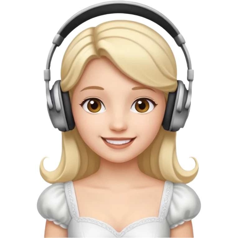 princess with headphones white dress emoji