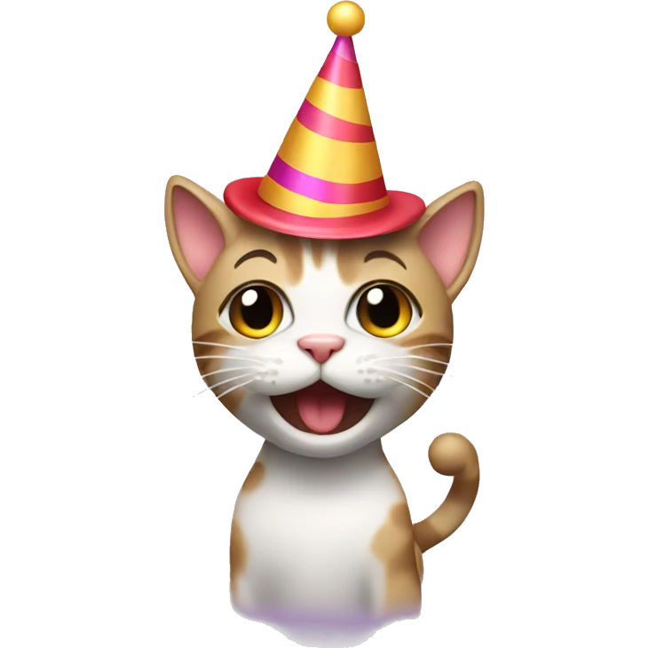 Dancing cat with party hat emoji