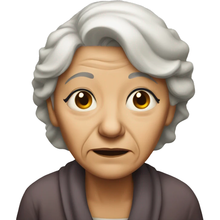 An old woman laying on the floor with crossed eyes emoji