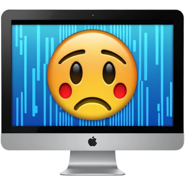 make a computer screen with a error emoji no face like a glitch emoji