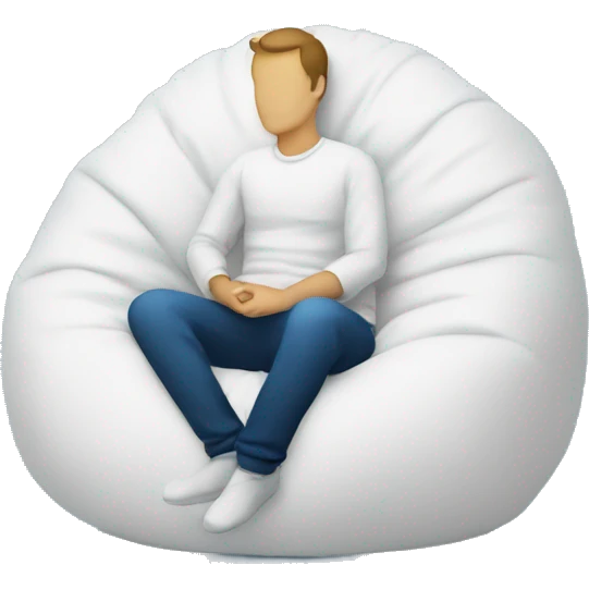 white featureless silhouette of a man sitting on a white beanbag against a blue background emoji