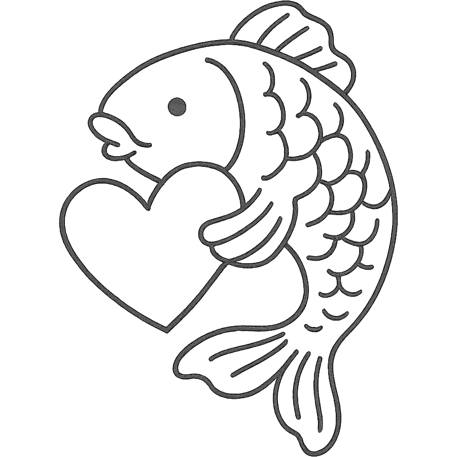 koi fish holding a heart emoji
