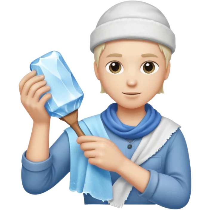 Sculptor polishing with cloth,Ice Sculptors. emoji