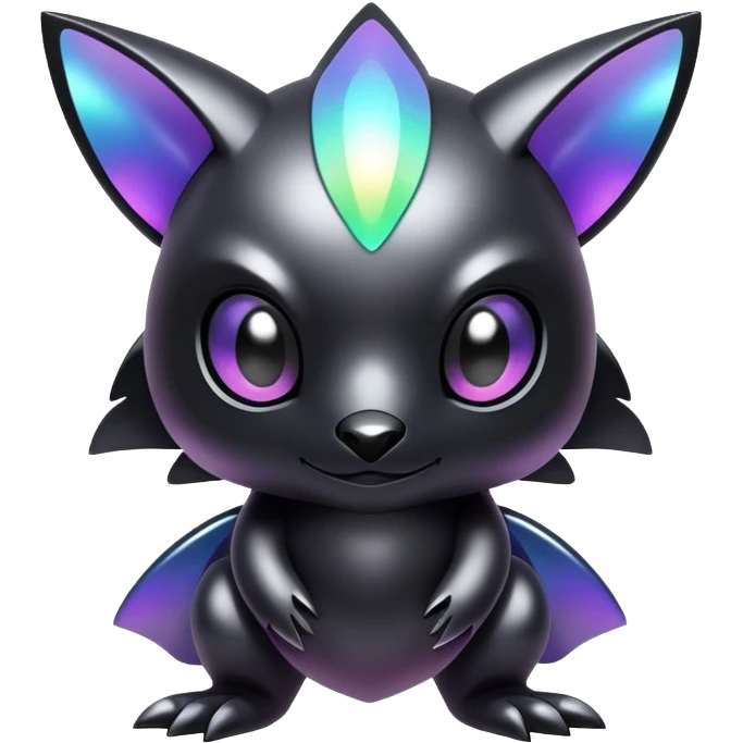 Modern futuristic Iridescent black dark fakemon-creature emoji