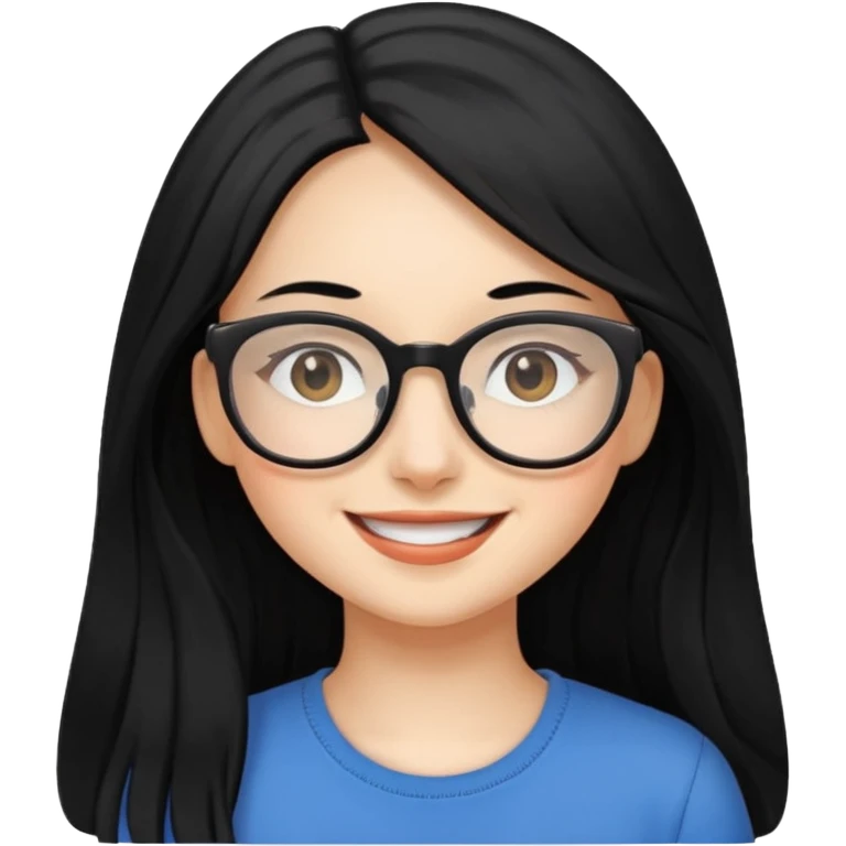 Girl long  hair black coloured hair glasses emoji