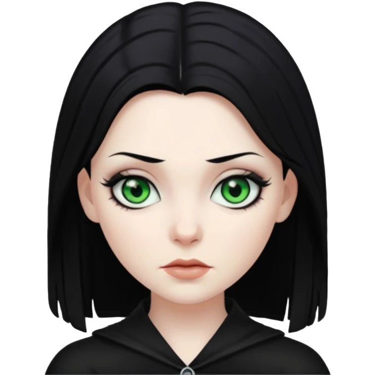Goth white gf with green eyes and black hair emoji