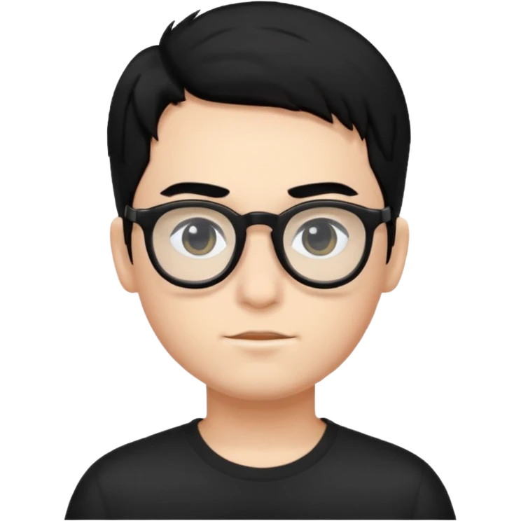 Black glasses with boy singolita boy with glasses black eyes and black hair emoji