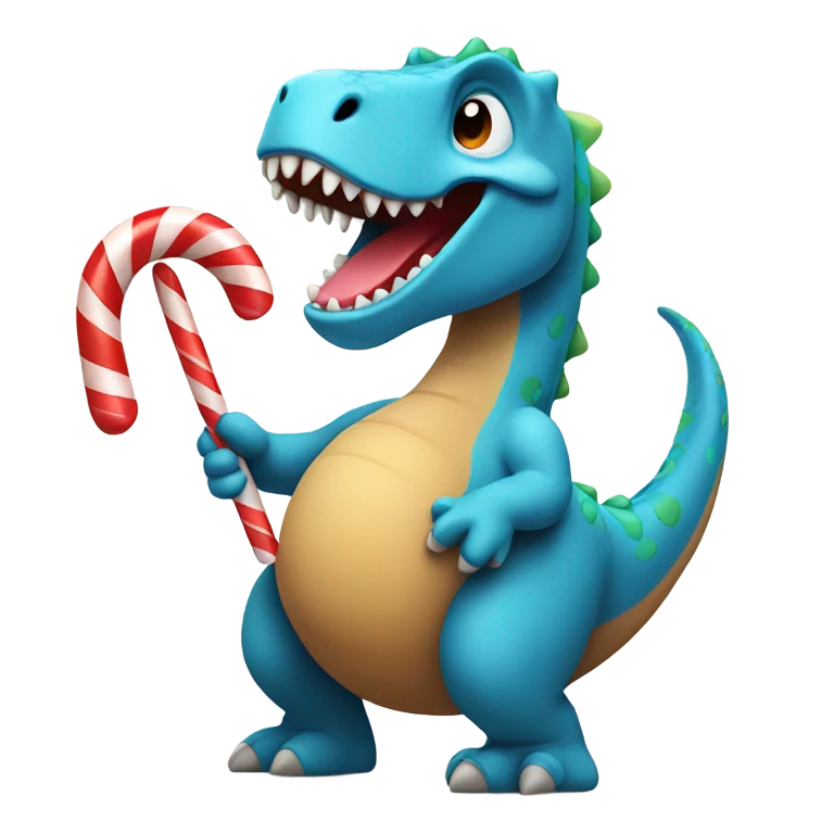 dinosaur holding candycane emoji
