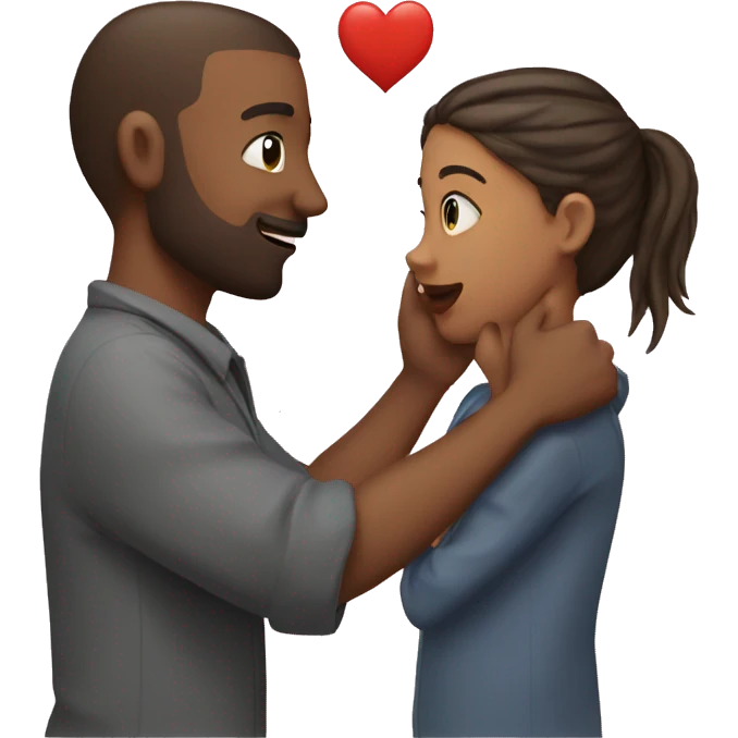 pulling someones cheek with love emoji