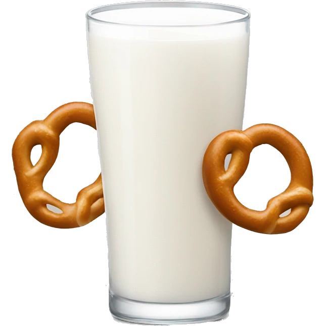 A glass of milk with a pretzel emoji