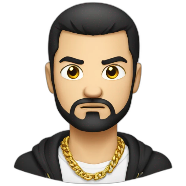 Russian male angry thug wearing gold chain with black hair and short beard emoji