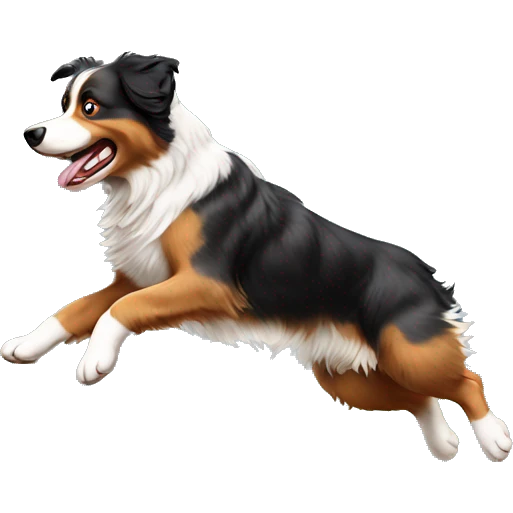 Australian shepherd jumping over anvil emoji