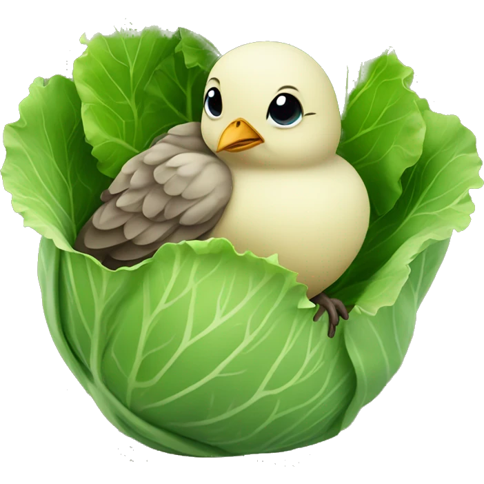 baby bird sitting on cabbage  emoji