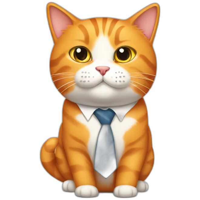 Chonky orange cat with white spot wearing a tie emoji