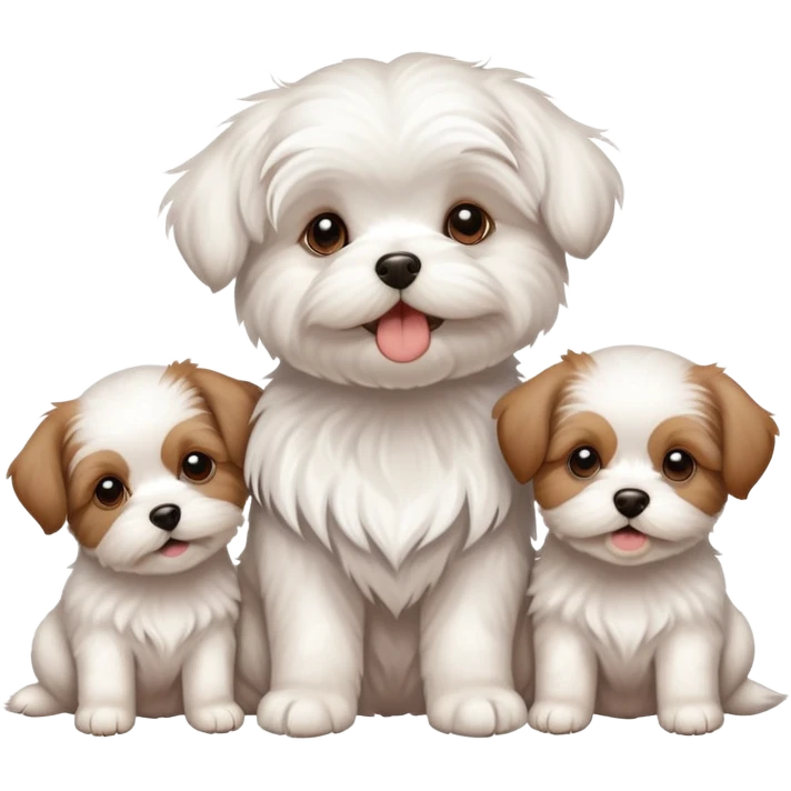  Maltese dog with four brown puppies emoji