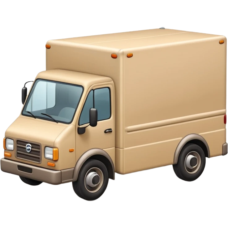 emoji of beige delivery truck, in perspective view emoji