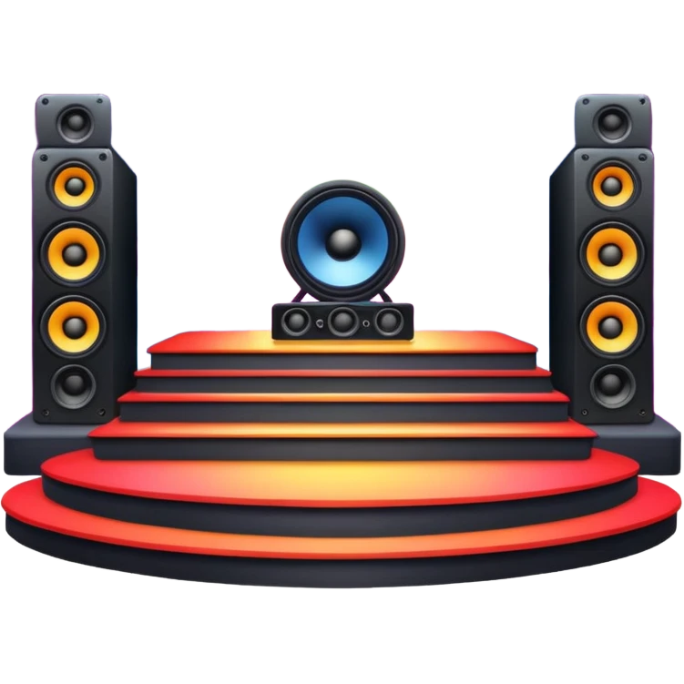 concert stage with colorful lights and speakers emoji