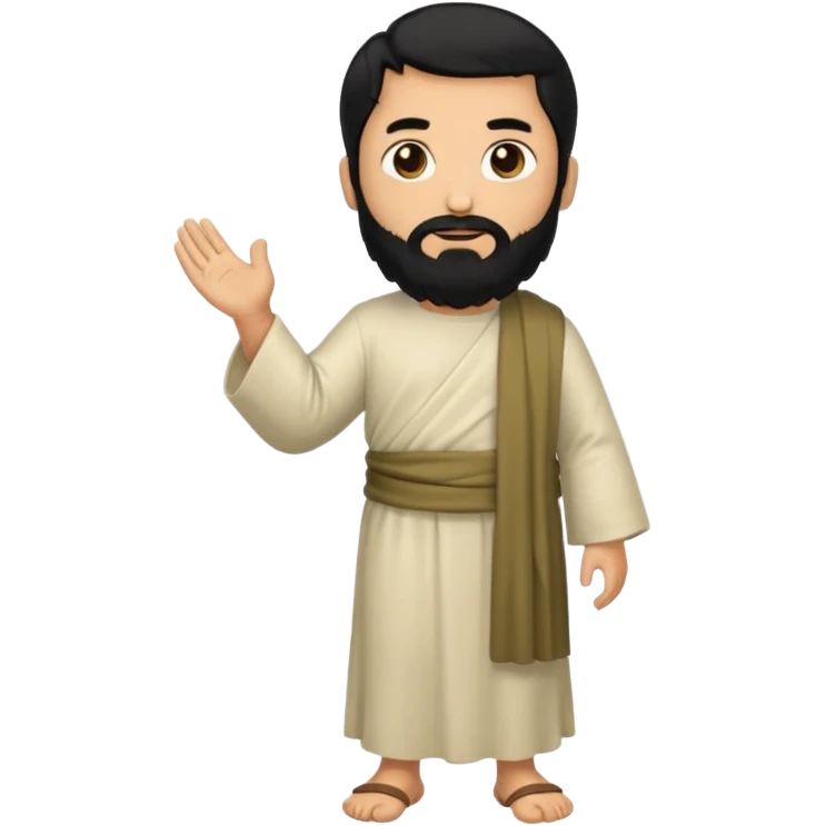 fullbody, head-to-toe, Jesus's apostle Thomas, black hair and black beard, normal emoji style emoji
