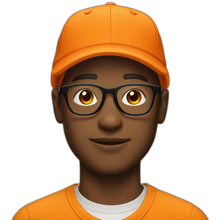 white young man in glasses with an orange cap emoji