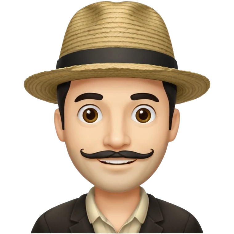 A happy fair skinned Colombian man with some facial hair wearing a black and beige stripped Colombian hat  emoji