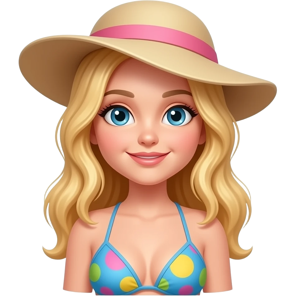 girl with blonde hair in bikini tanning on beach emoji